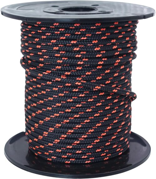 GM CLIMBING Black 3mm Accessory Cord 400LBS Double Braided Durable Pull Cord Tent Tarp Hammock Guyline for Rigging Backpacking Survival Mountaineering 100Ft Roll