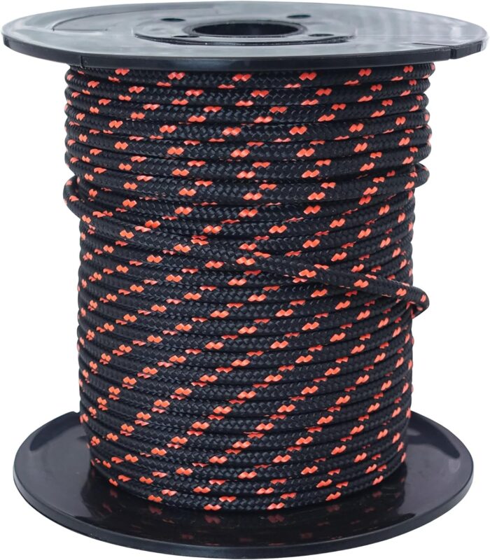 GM CLIMBING Black 3mm Accessory Cord 400LBS Double Braided Durable Pull Cord Tent Tarp Hammock Guyline for Rigging Backpacking Survival Mountaineering 100Ft Roll