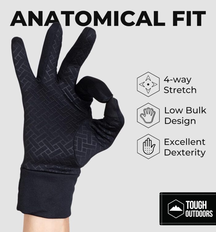 Tough Outdoors Running Gloves - Touch Screen Ski Glove Liners - Men's Winter Gloves - Glove Liners for Cold Weather - Image 5