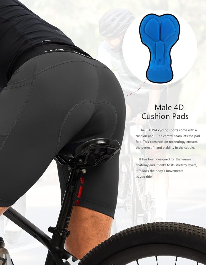 Men's 4D Padded Bike Shorts Cycling Underwear Biking Bicycle Padding Shorts for Men Side Pockets - Image 4