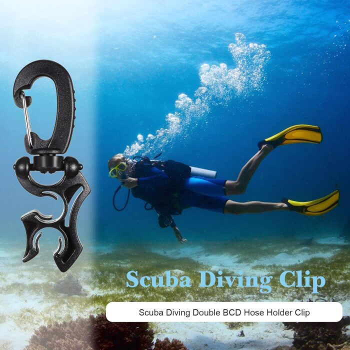 Weewooday 3 Pieces Diving Hose Holder Clip Scuba Accessories Diving Double BCD Hose Clip with Snap Hook Buckle for Snorkeling Accessories - Image 7