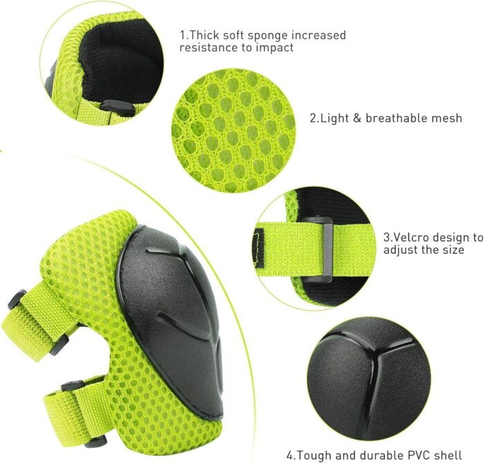 KUYOU Kids Knee Pads Elbow Pads Guards Protective Gear Set Safety Gear for Roller Skates Cycling BMX Bike Skateboard Inline Skatings Scooter Riding Sports. - Image 6