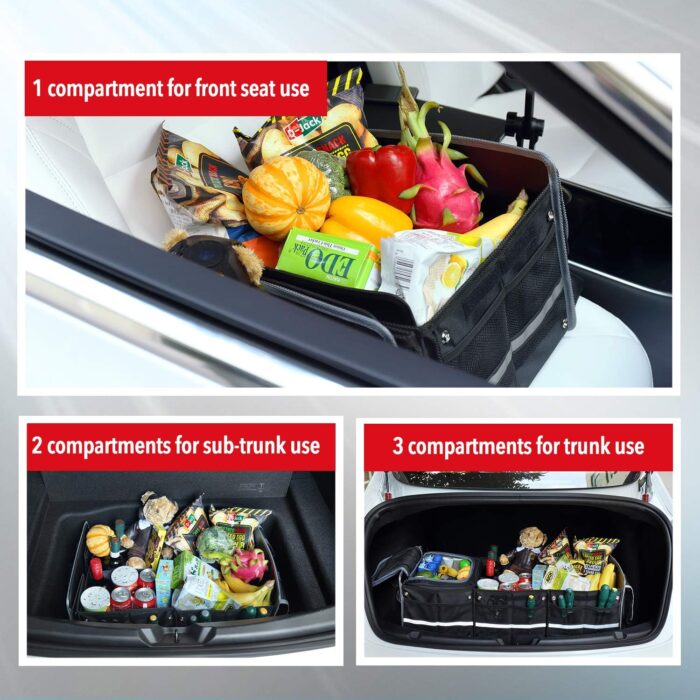 Farasla Waterproof Trunk Organizer with Insulated Leakproof Cooler Bag, Foldable Cover, Adjustable Securing Straps (Black) - Image 4