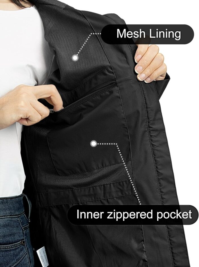 Outdoor Ventures Packable Rain Jacket Women Lightweight Waterproof Raincoat with Hood Cycling Bike Jacket - Image 6