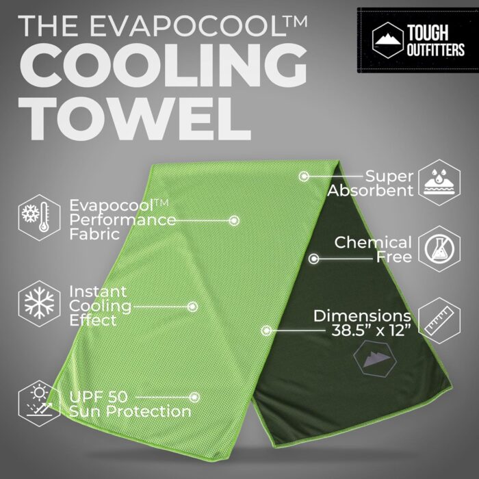 Tough Outdoors Cooling Towel - Cooling Towels for Neck & Face - Ice Wrap & Sweat Rag for Camping Gym Yoga & Sports - Workout Towel for Gym Sweat - Cool Towels for Extreme Heat - Image 4