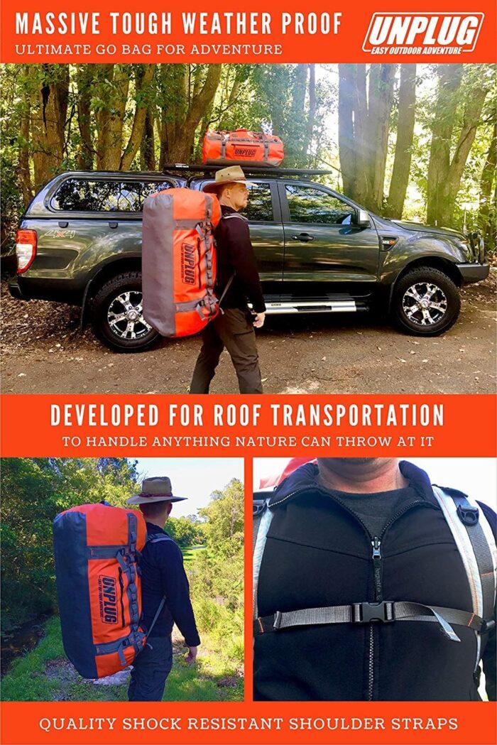 UNPLUG Ultimate Adventure Bag | 1680D Heavy Duty Waterproof Bag | Large Travel Duffle Bag which can be Used for Camping, Motorcycling, Boating, or Hunting - Image 6