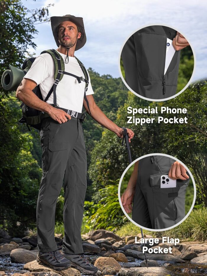Moosehill Men's Hiking Cargo Pants Lightweight Water-Resistant Quick Dry for Tactical Work Fishing Golf Travel Outdoor Casual - Image 3