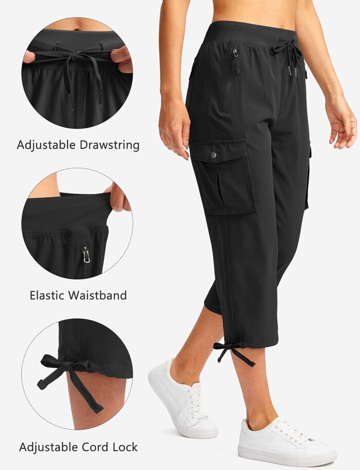 Soothfeel Women's Cargo Capris Pants with 6 Pockets Lightweight Quick Dry Travel Hiking Summer Pants for Women Casual - Image 3