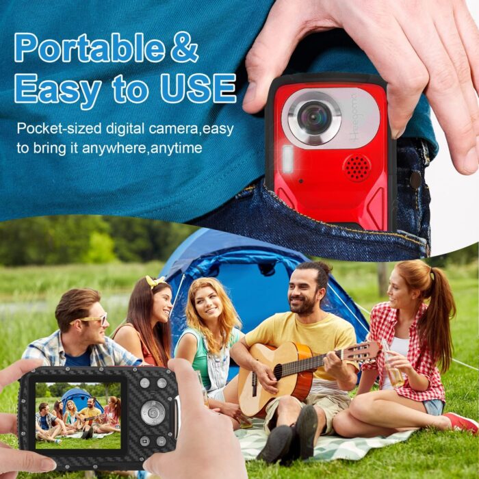 Waterproof Digital Camera with 32GB Card HD 1080P 36MP Underwater Digital Camera for Kids Teens Students Boys Girls(Red) - Image 6