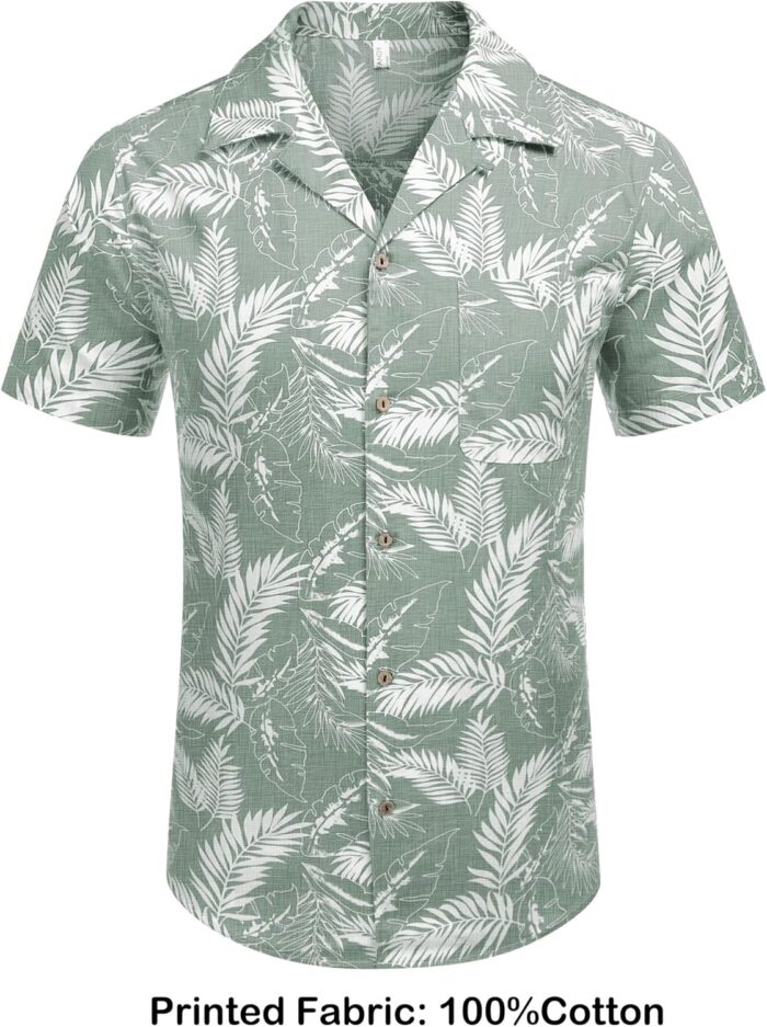 COOFANDY Mens Hawaiian Shirt Short Sleeve Buttoon Down Shirts Casual Tropical Floral Summer Linen Shirts - Image 5