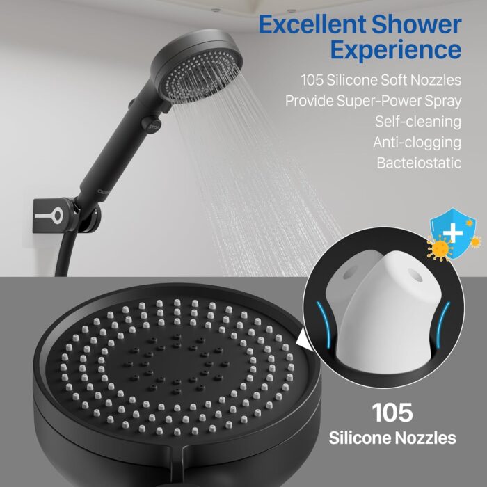 RV Shower Head with Hose, High Pressure Shower Head with Handheld On Off Switch, Travel Trailer, Motorhome and Boat and Camper Must Have RV Accessories Replacement Part, Matte Black - Image 3