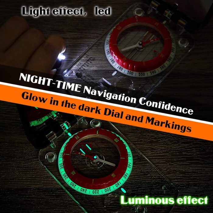 Xuhal 2 Pcs Sighting Compass Mirror Adjustable Declination Compass for Hiking Orienteering Map Reading for Kids Camping Backpacking Survival Navigation Hunting Mountaineering - Image 5