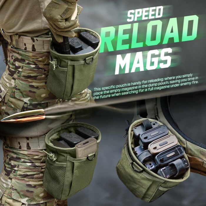 Tactical Molle Dump Pouch, Magazine Recovery Pouch Drastring Ammo Bag Belt Utility Fanny Adjustable Military Holster Bag Outdoor for Airsoft Paintball Hunting Gear with D-Ring Grimlock - Image 2