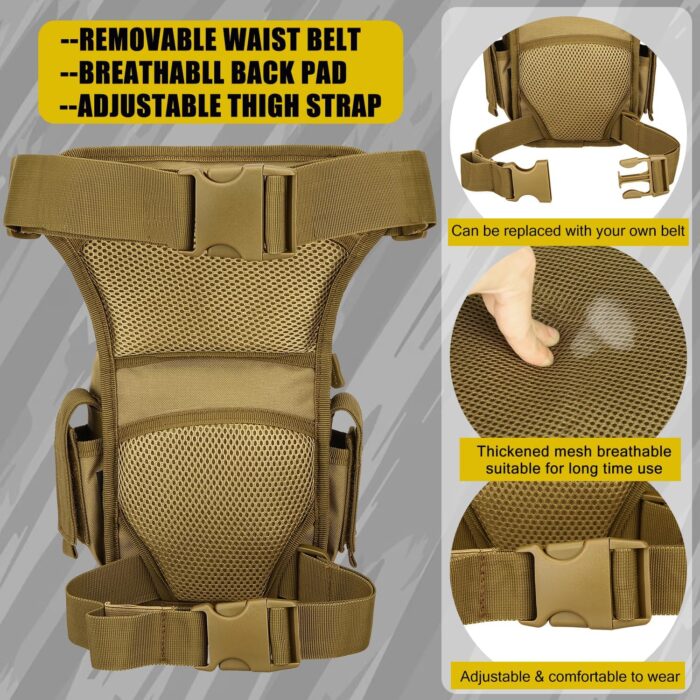 Protector Plus Tactical Drop Leg Bag Military Tool Gear Fanny Thigh Pack Utility Airsoft Motorcycle Cycling Waist Gear Pouch (Patch Included) - Image 4
