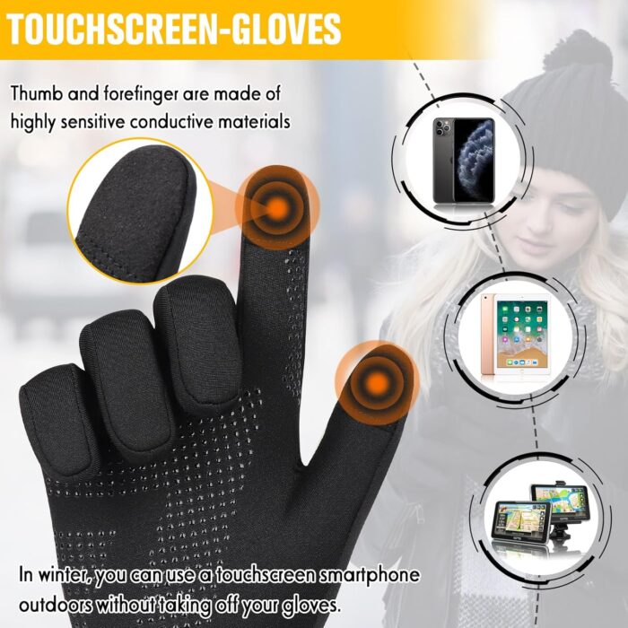 GXCROR Running Gloves Touchscreen Anti-Slip Gloves Lightweight Fleece Sports Gloves Warm Windproof Winter Glove Liner for Men and Women Outdoor - Image 3