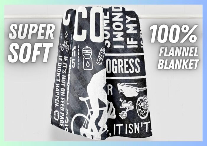 Cyclist Biker Gifts Blanket, Cycologist, Mountain Bikers, Bicycle Enthusiast, Roadbike MTB, Bed Flannel Plush Throw (50"x 65") - Image 2