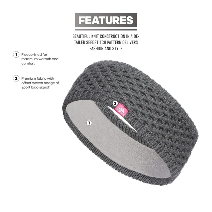 adidas Women's Knit Headband, Winter Ear Warmer Soft Fleece Lined, Onix Grey/Pink Fusion/White/Crestline, one_Size - Image 2