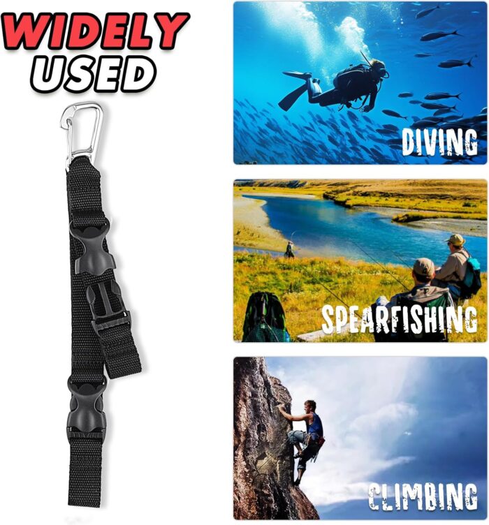 Scuba Fin & Mask Holder, Diving BC Fins Keeper and Mask Clip with Two Quick-release Loop Lanyard Webbing Strap - Image 3