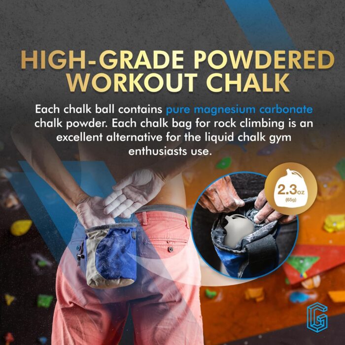 130g (2 x 65g) Premium Chalk Balls. Pro-Grade Gym Chalk in Refillable Sock. Eco Friendly Packaging. Grip Enhancing Gym Accessory for Weightlifting, Rock Climbing, Gymnastics & More. Package May Vary. - Image 4