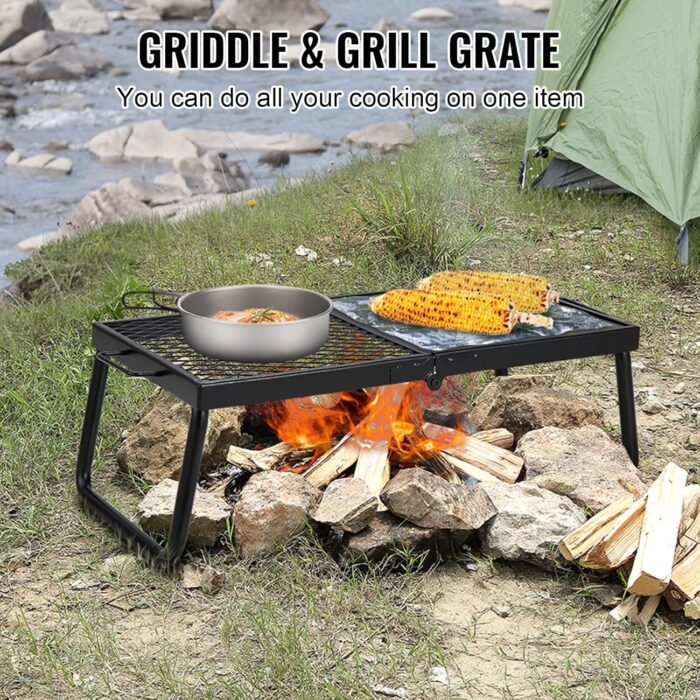 VEVOR Folding Campfire Grill, Heavy Duty Steel Mesh Grate, 22.4" Portable Camping Grates Over Fire Pit, Camp Fire Cooking Equipment with Legs Carrying Bag, Grilling Rack for Outdoor Open Flame Cooking - Image 4