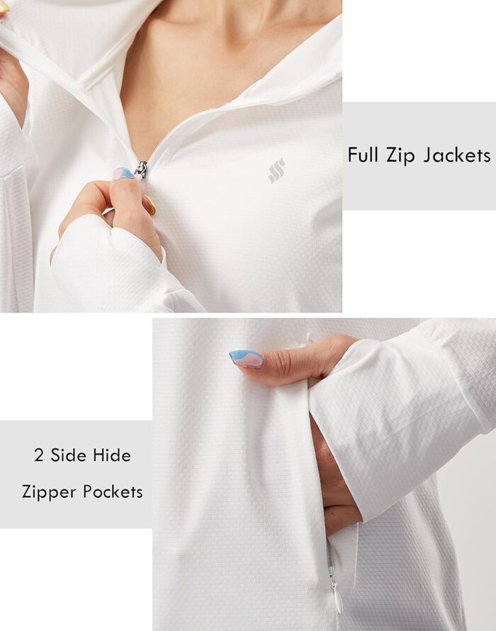 Soothfeel Women's UPF 50+ Sun Protection Hoodie Jacket Lightweight Long Sleeve Sun Shirt for Women with Pocket Hiking Outdoor - Image 4