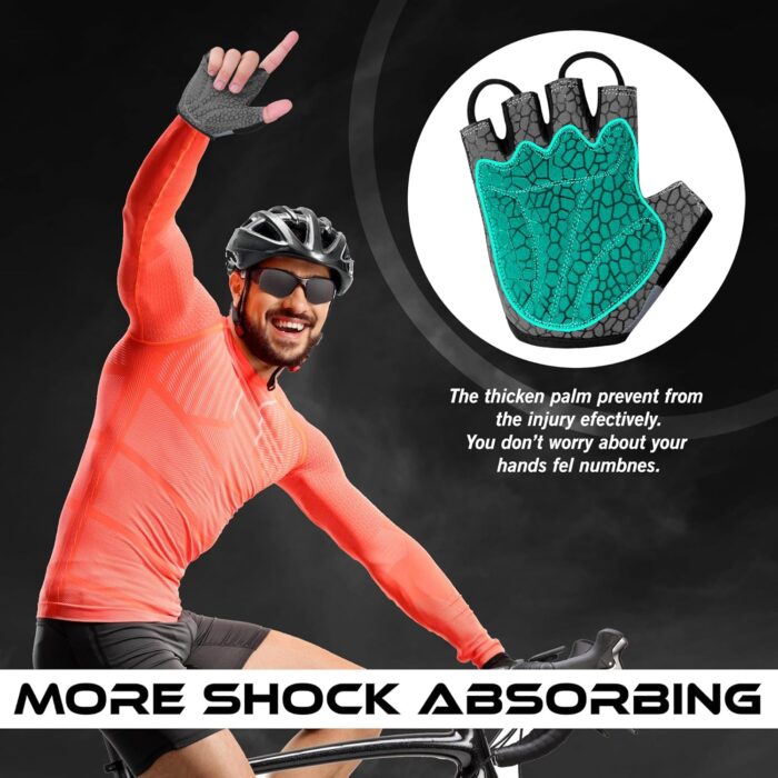 Cycling Gloves Half Finger Unisex Padded Grips Palm Bicycle Summer MTB Bike Gloves for Men Women Non-Slip Fingerless Short Mountain Bike Sports Hiking Climbing Gym - Image 4