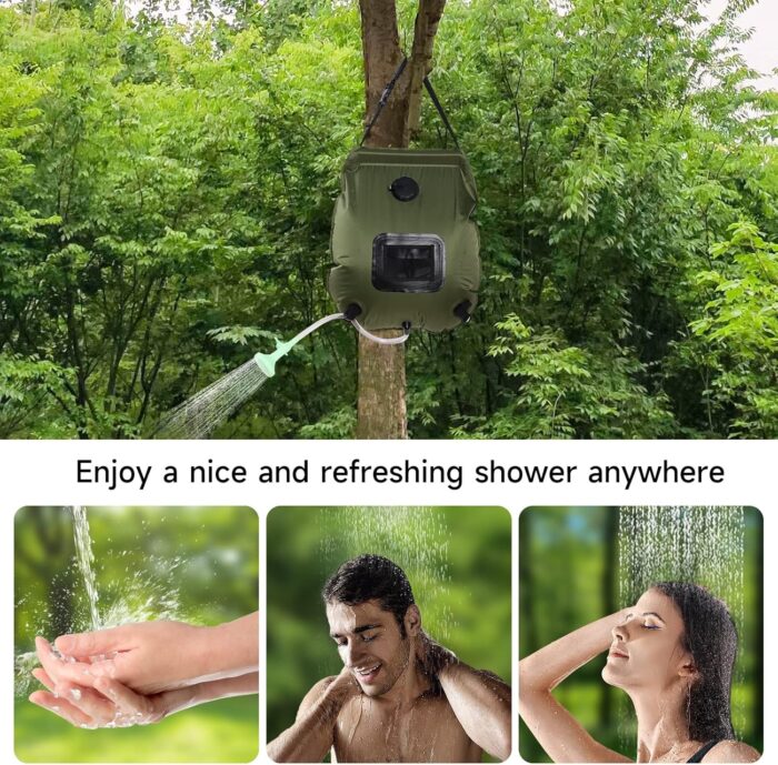 Unniweei Solar Portable Shower Bag, 5 Gal/20L Solar Heating Camping Shower Bag with Removable Hose&On-Off Switchable Shower Head, Compact Camping Shower for Camping, Hiking, Traveling, Beach Swimming - Image 7