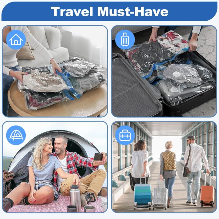 VMstr 15 Pack Travel Vacuum Storage Bags with USB Pump, Vacuum Packing Seal for Luggage and Suitcase, Space Saver for Clothes and Clothing Travel - Image 9