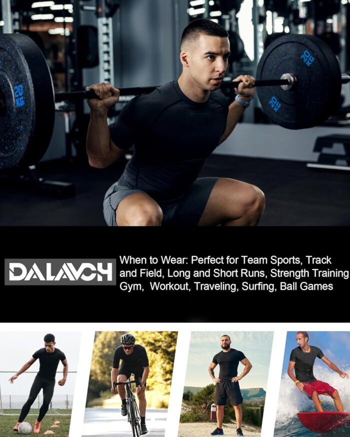 5 Pack Men’s Compression Shirts Short Sleeve Cool Dry Sports Athletic Workout Base Layer Undershirt T-Shirt Tops - Image 6