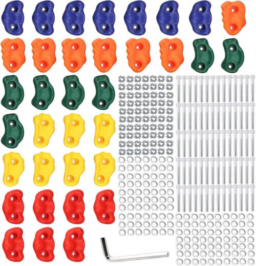 Yaegoo 35 PCS Climbing Holds for Kids, Rock Climbing Holds - Mounting Hardware Included - Climbing Rocks for DIY Rock Climbing Wall