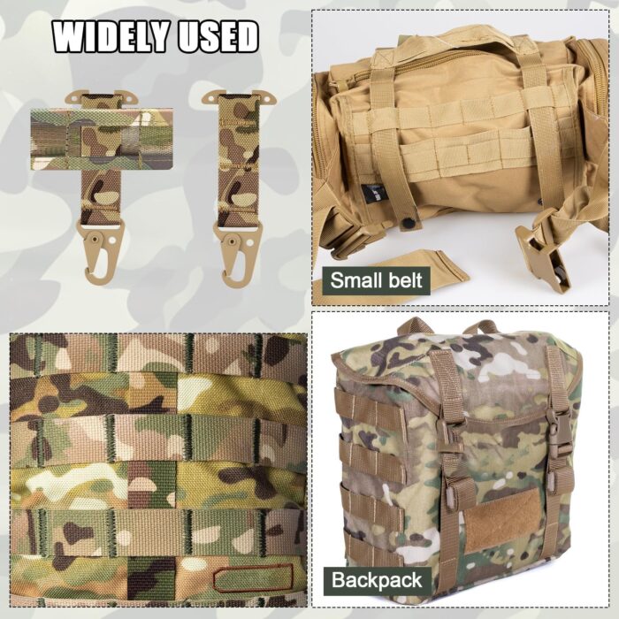 T-Mount Belt Clip, Webbing Belt Clip Clash Snap Hook Duty Belt Key Holder Buckle Holder Belt Clip Strap Belt Keeper Adapter Hanging Carabiner Battle Belt Gear Accessories for Molle Backpack - Image 7
