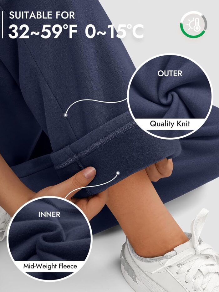 ATHMILE Womens Sweatpants 2025 Baggy Wide Fleece Lined Straight Leg Pants - Image 2
