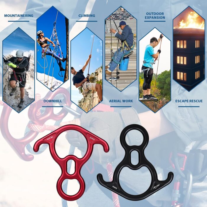 50KN Rescue Figure, 8 Descender Large Bent-Ear Belaying and Rappelling Gear Belay Device Climbing for Rock Climbing Peak Rescue 7075 Aluminum Alloy - Image 10
