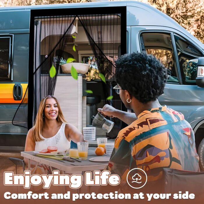 XCBYT Van Bug Screen Van Life Essentials Universal Size Car Window Covers with Magnetic Closure Car Window Screen for Mid/High Mercedes Sprinter and Other Camping Caravan Sliding Doors (Large) - Image 3