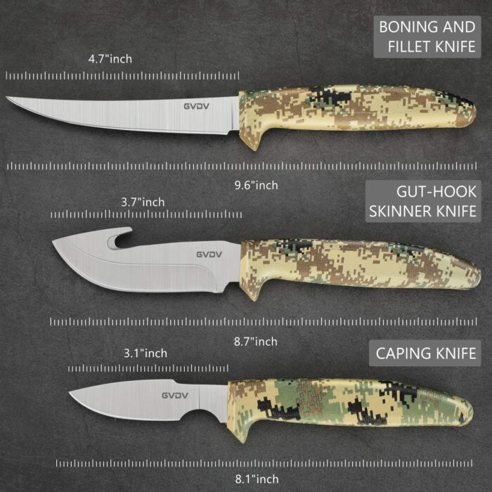 GVDV Hunting Knife Set - Deer Field Dressing Kit, Game Processor Set With Gut Hook Skinner, Spreader, Gloves - 6 Piece Butcher Gear for Men - Image 3