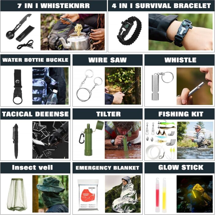 Professional Survival Gear Set - First Aid Kit and Large Camping Backpack, Camping Equipment for Adventure Outdoor Hiking Adventurers - Image 8