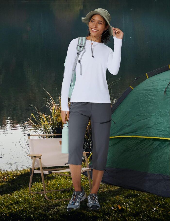 Women's Hiking Capri Pants Lightweight Quick Dry Outdoor Cargo Capris Camping Travel Zipper Pockets - Image 6