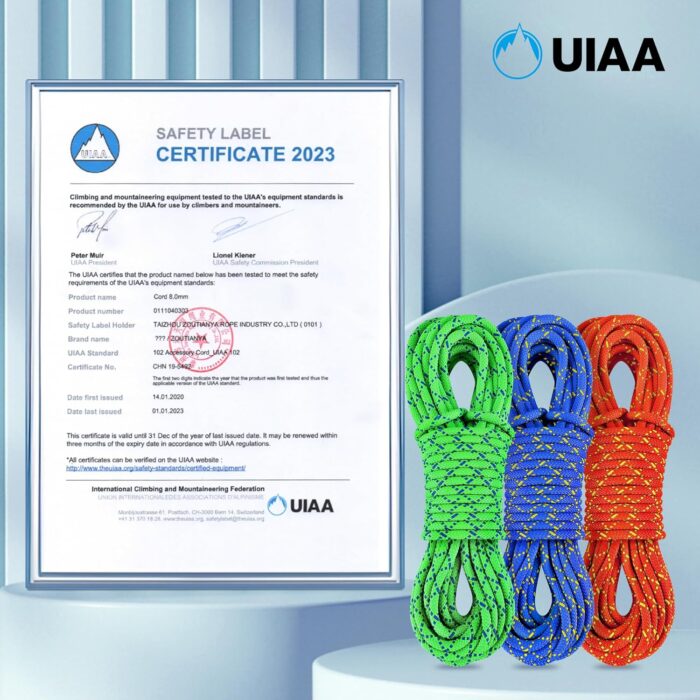 Accessory Cord 8mm (5/16in) 30M(100ft) Prusik Cord Double Braid Pre Cut Marine Rope Nylon Rope CE/UIAA High Tensile Strength for Tree Climbing, Arborist, Mountaineering, Canyoneering - Image 7