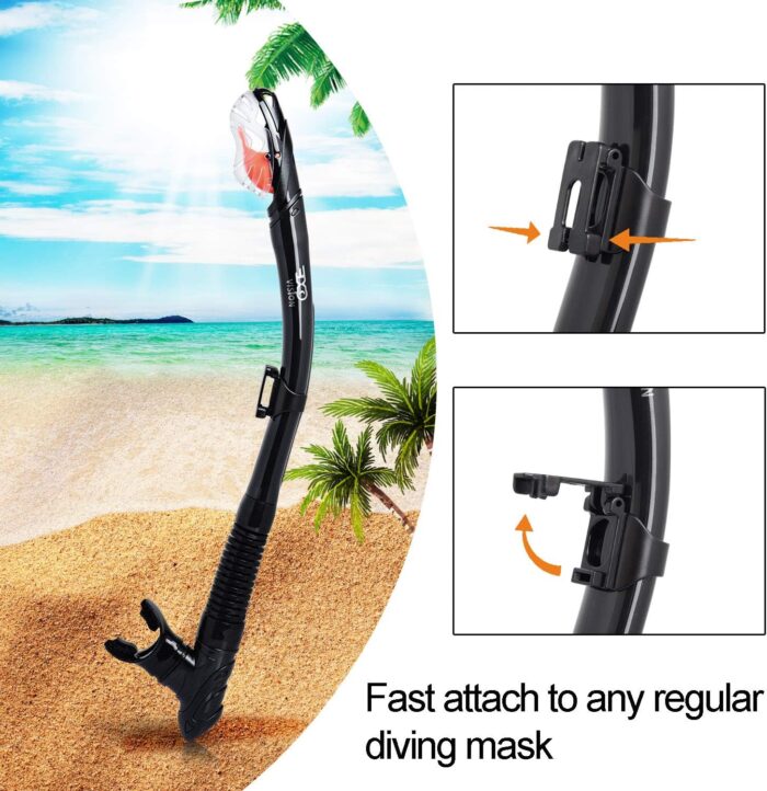 Snorkel Set Pano 3 Window Adult Snorkeling Gear, Professional Snorkel Goggles Anti-Fog Diving Mask, Anti-Leak Swim Goggles and Dry Top Snorkel for Diving, Snorkeling, Swimming - Image 8
