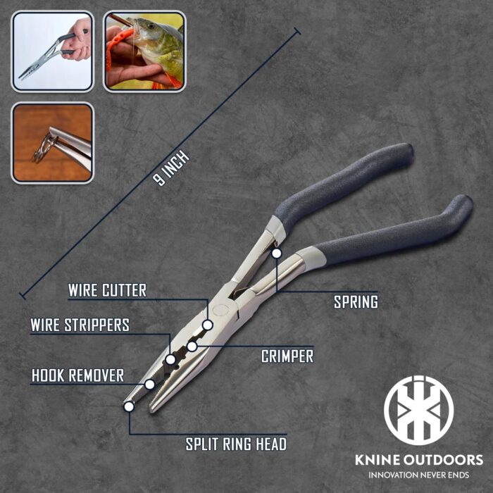 KNINE OUTDOORS 6PCS Fishing Tool Kit, Fishing Pliers, Fish Fillet Knife, Fishing Gripper, Fishing Scissors for Braided line, Fishing Gear and Equipment, Fishing Gifts for Men - Image 3