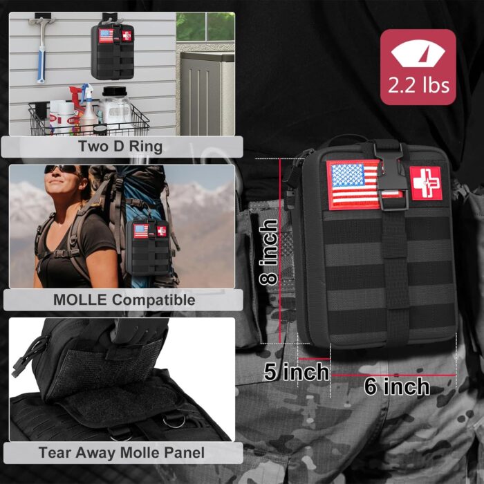 [New Upgrade] First Aid Kit, Survival Gear Outdoor Tactical Gear Set First Aid Kits Military Grade Molle System for Camper Travel Hunting Hiking and Adventures - Image 2