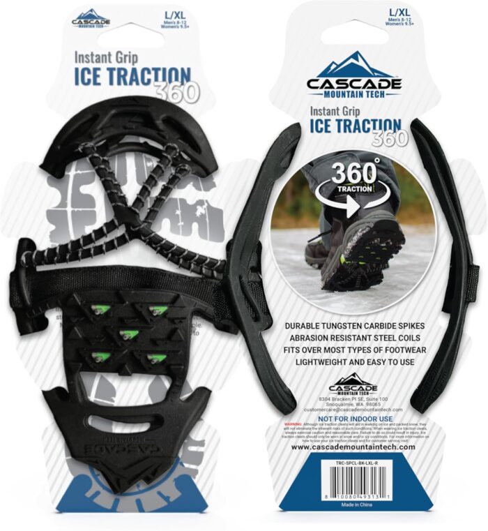 Cascade Mountain Tech Ice Traction Cleats - Ice Traction 360 - Hybrid Spike/Coil - Black - Image 5