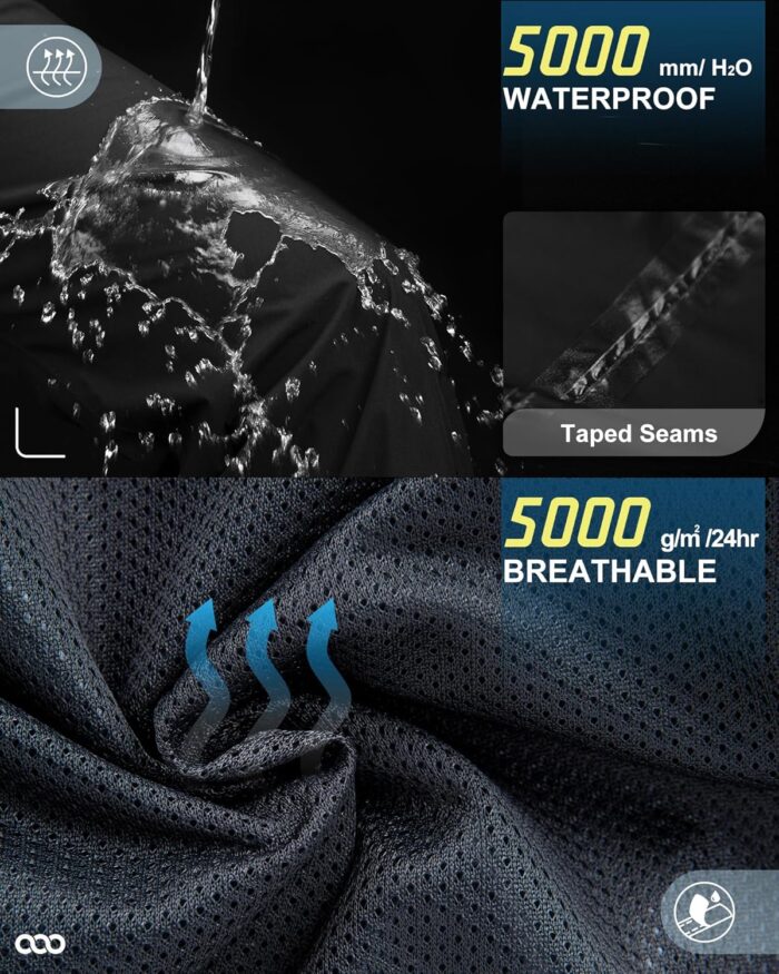 33,000ft Men's Rain Pants, Waterproof Rain Over Pants, Windproof Outdoor Pants for Hiking, Fishing - Image 3