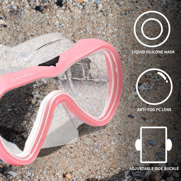 OMGear Diving Mask Snorkeling Gear Kids Adult Snorkel Mask Dive Goggles Silicone Swim Glasses with Nose Cover for Scuba Free Diving Spearfishing Neoprene Strap Cover Impact Resistance - Image 7