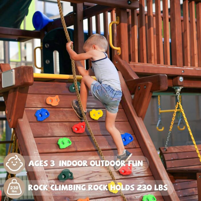25 PCS Rock Climbing Holds for Kids, Rock Wall Holds with 7.48 Ft Climbing Rope, Indoor and Outdoor Rock Wall Kit, Multi-Colored Climbing Rock Wall Grips for Playground Play Set (Small) - Image 4