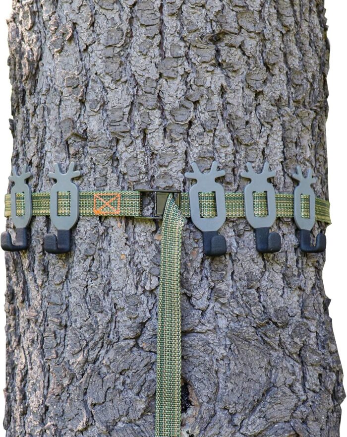 Highwild Treestand Strap Gear Hangers for Hunting Gears Bow - Multi-Hook Accessory Holder - NO Plastic Parts - ON Your Tree in Seconds - 5 Hooks Set - Image 2