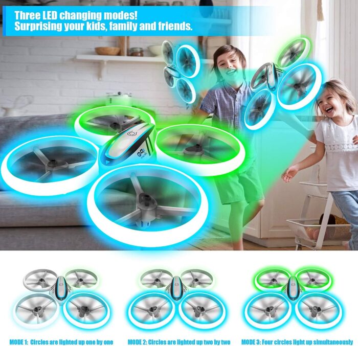 Q9s Drones for Kids,RC Drone with Altitude Hold and Headless Mode,Quadcopter with Blue&Green Light,Propeller Full Protect,2 Batteries and Remote Control,Easy to fly Kids Gifts Toys for Boys and Girls - Image 2