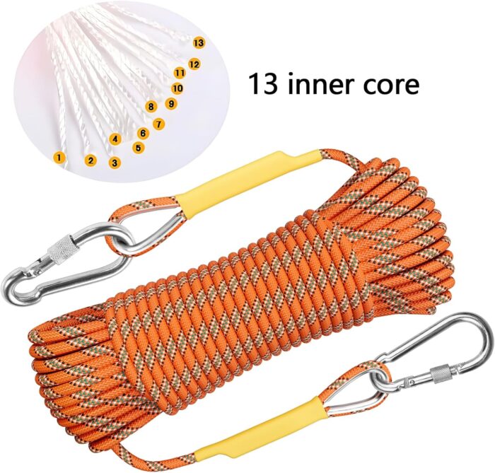 X XBEN Outdoor Climbing Rope 10M(32ft) 20M(64ft) 30M(96ft) 50M(160ft) 70M(230ft) 152M(500FT) 352M(1000FT) Static Rock Climbing Rope for Escape Rope Ice Climbing Equipment Fire Rescue Parachute - Image 2