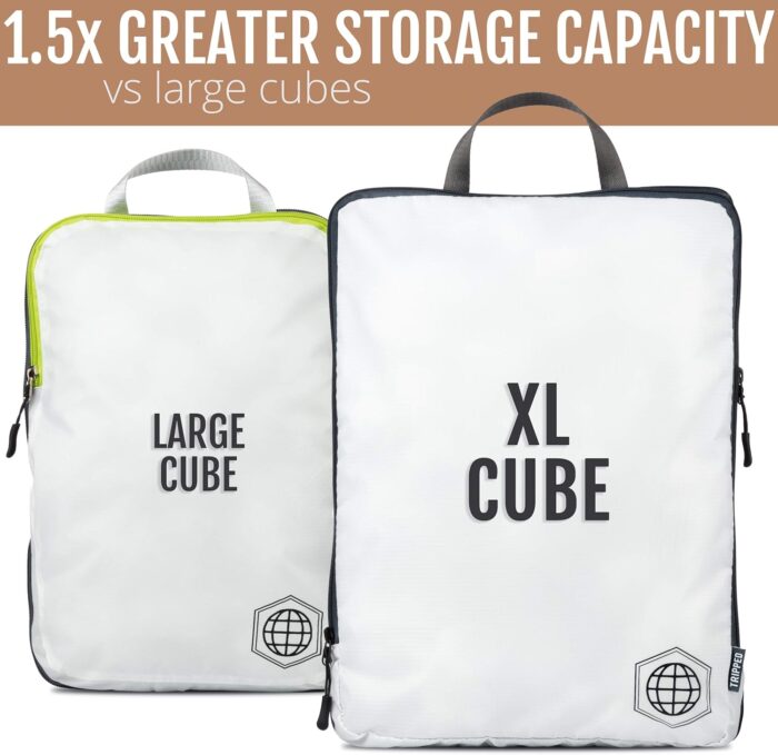 Large Compression Packing Cubes 6 Piece Set for Travel with Lightweight Laundry Bag for Carry-On Suitcase by TRIPPED Travel Gear (White) - Image 5