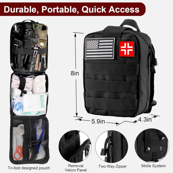Gifts for Father's Day Men - 118-in-1 Survival Kits - Military-Grade Survival Gear for Outdoor Adventures, Disaster Preparedness, Car/Home/Office Emergency Kit with First Aid Supplies - Image 2